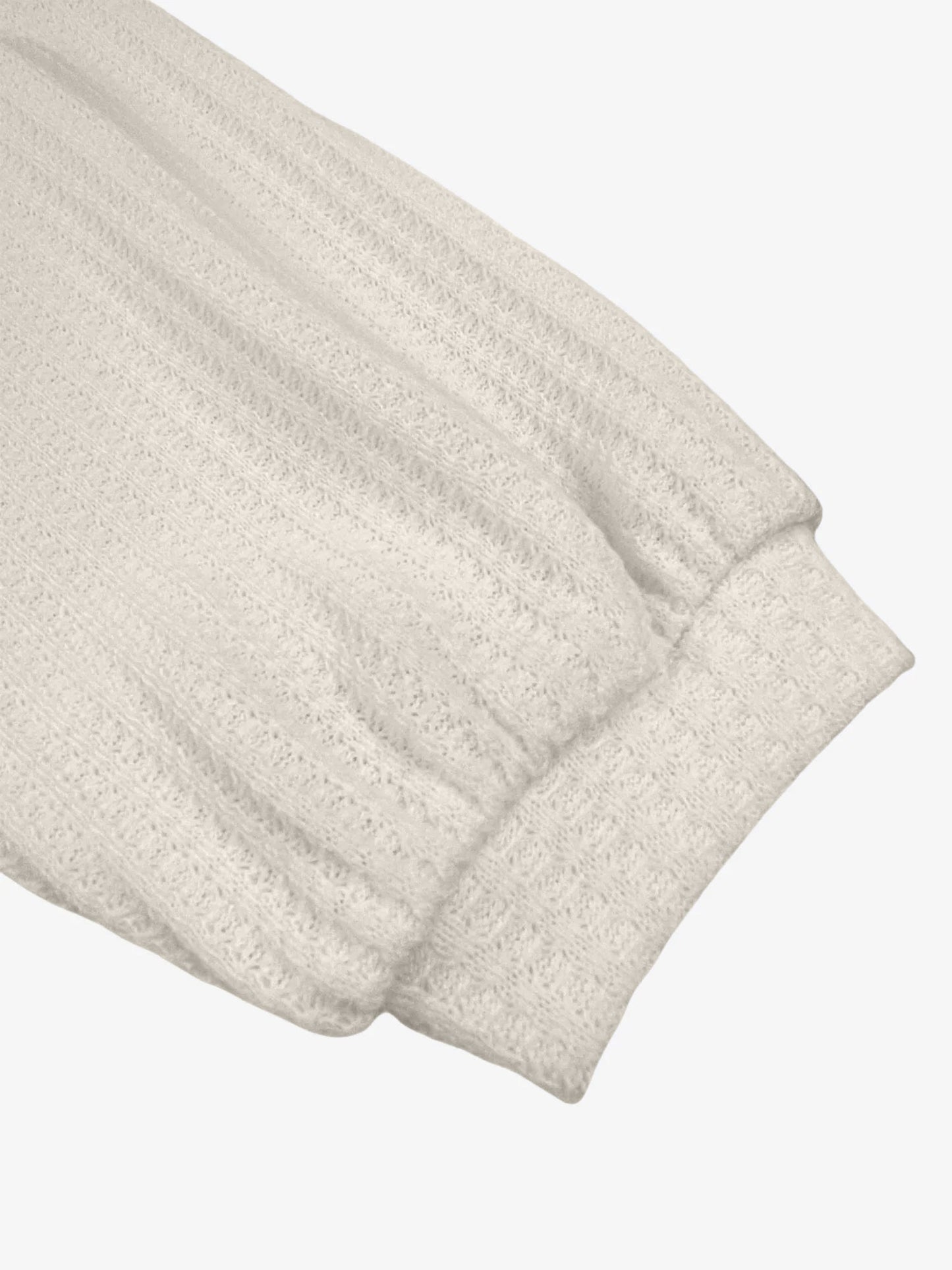 Solid Color Waffle Knit Long Sleeves Blouse