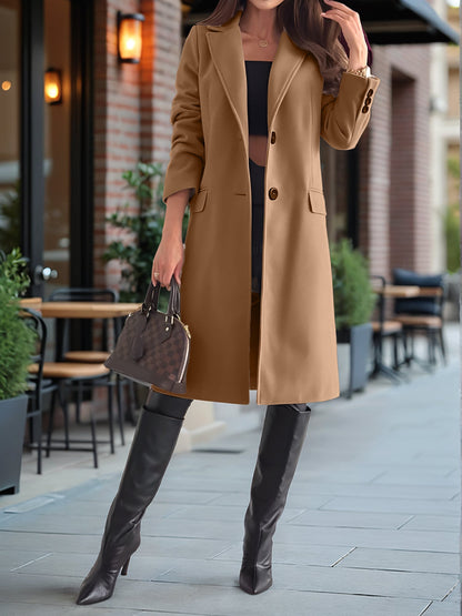 Notched Lapel Single Breasted Mid-Length Pea Coat