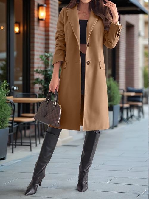 Notched Lapel Single Breasted Mid-Length Pea Coat