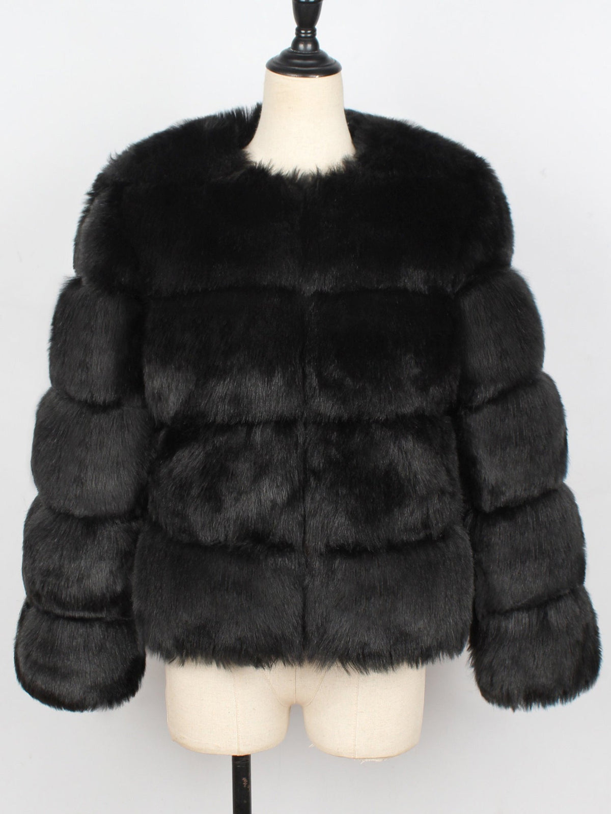 Casual Long Sleeves Solid Color Faux Fur Coat