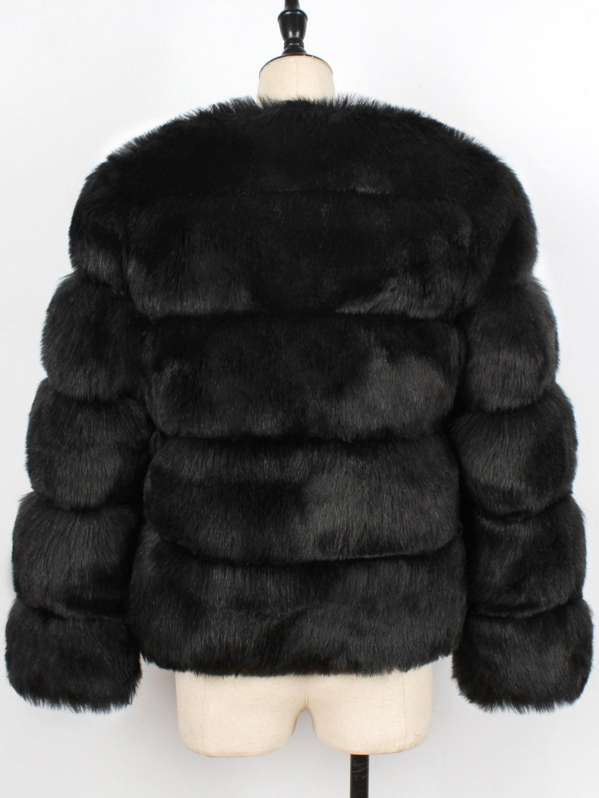 Casual Long Sleeves Solid Color Faux Fur Coat