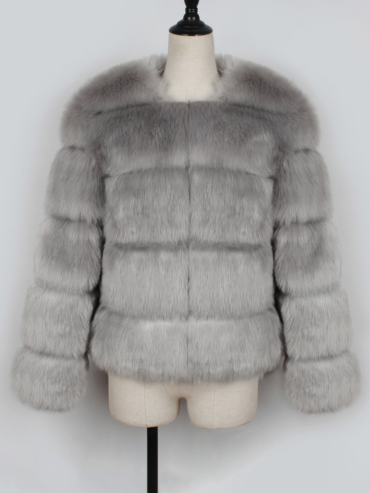 Casual Long Sleeves Solid Color Faux Fur Coat