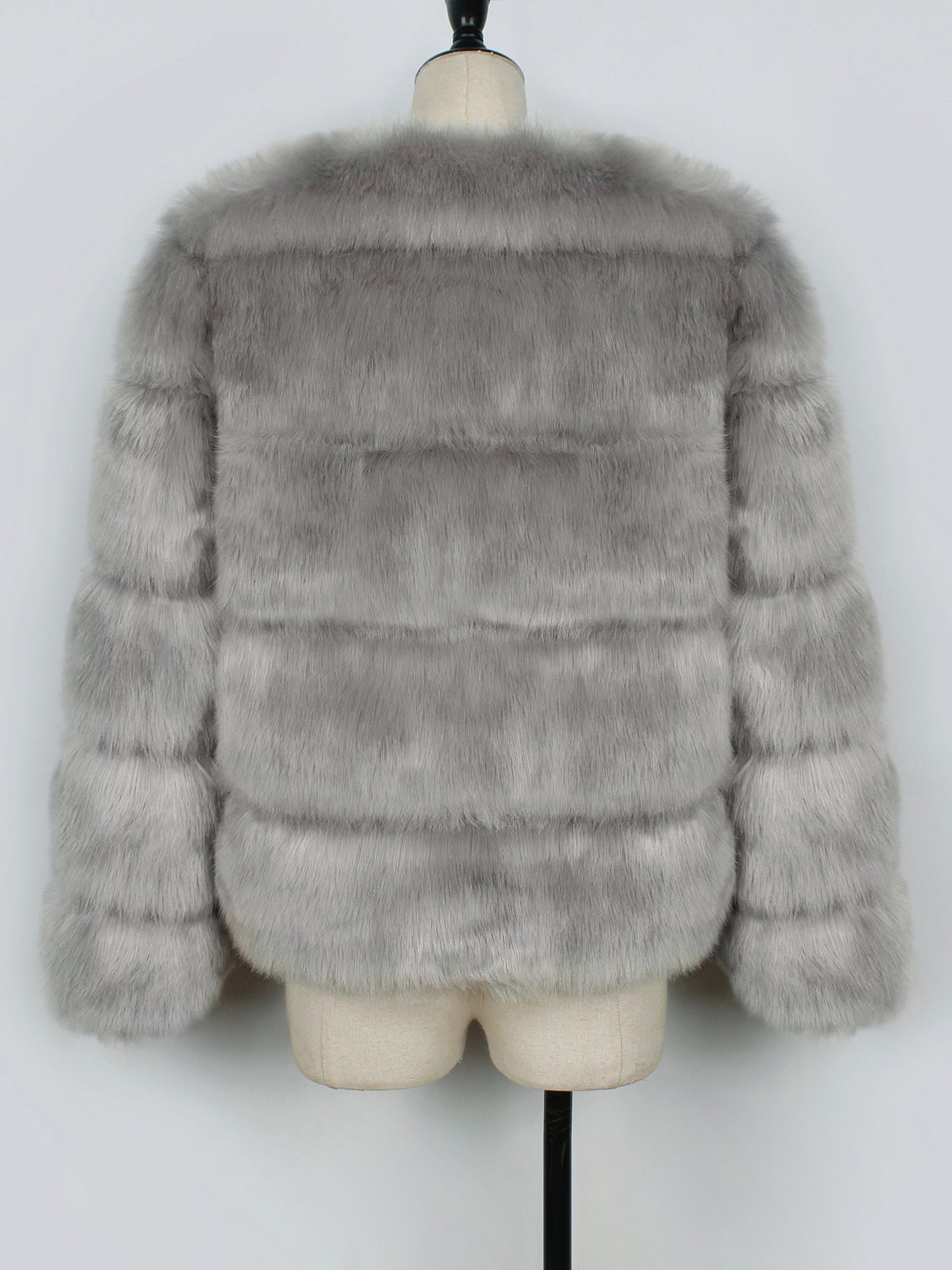 Casual Long Sleeves Solid Color Faux Fur Coat