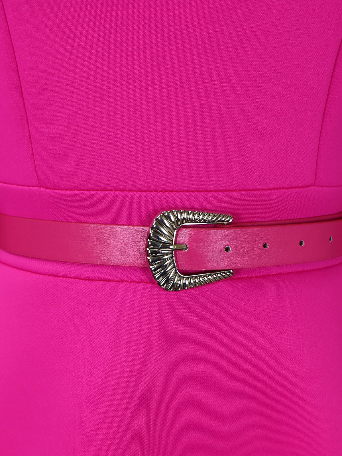 Puff Sleeve Square Neck Belted Midi Dress