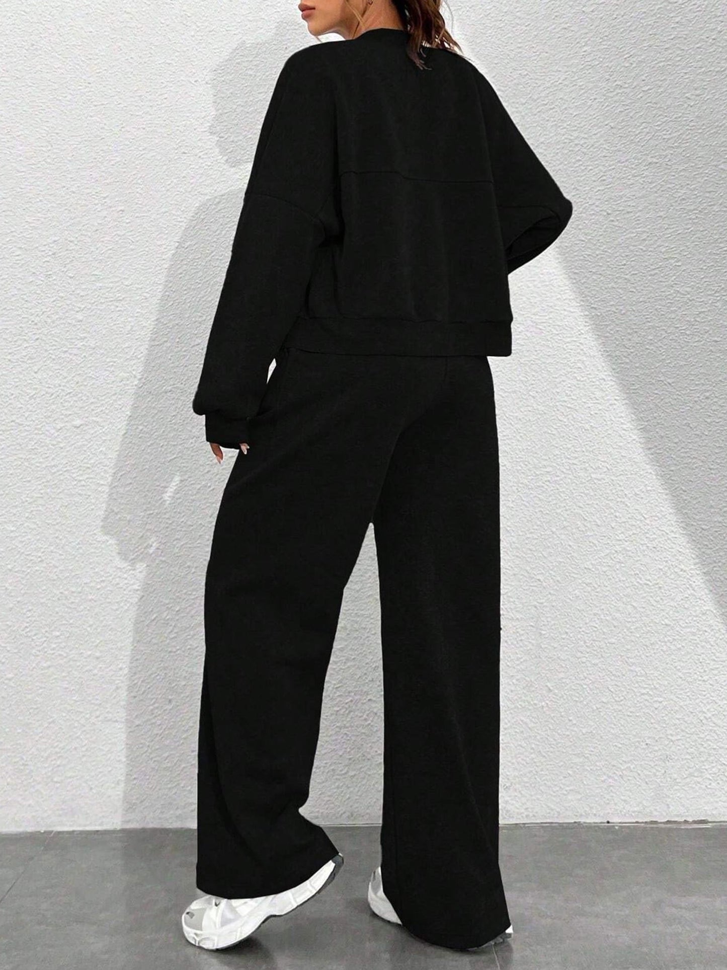 2 Pieces Long Sleeves Jacket & Elastic Waist Sweatpants Set