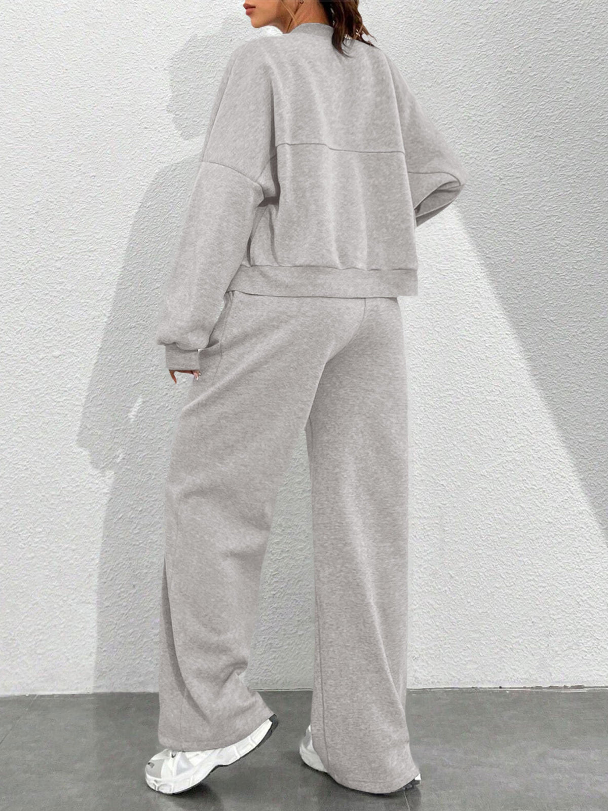2 Pieces Long Sleeves Jacket & Elastic Waist Sweatpants Set
