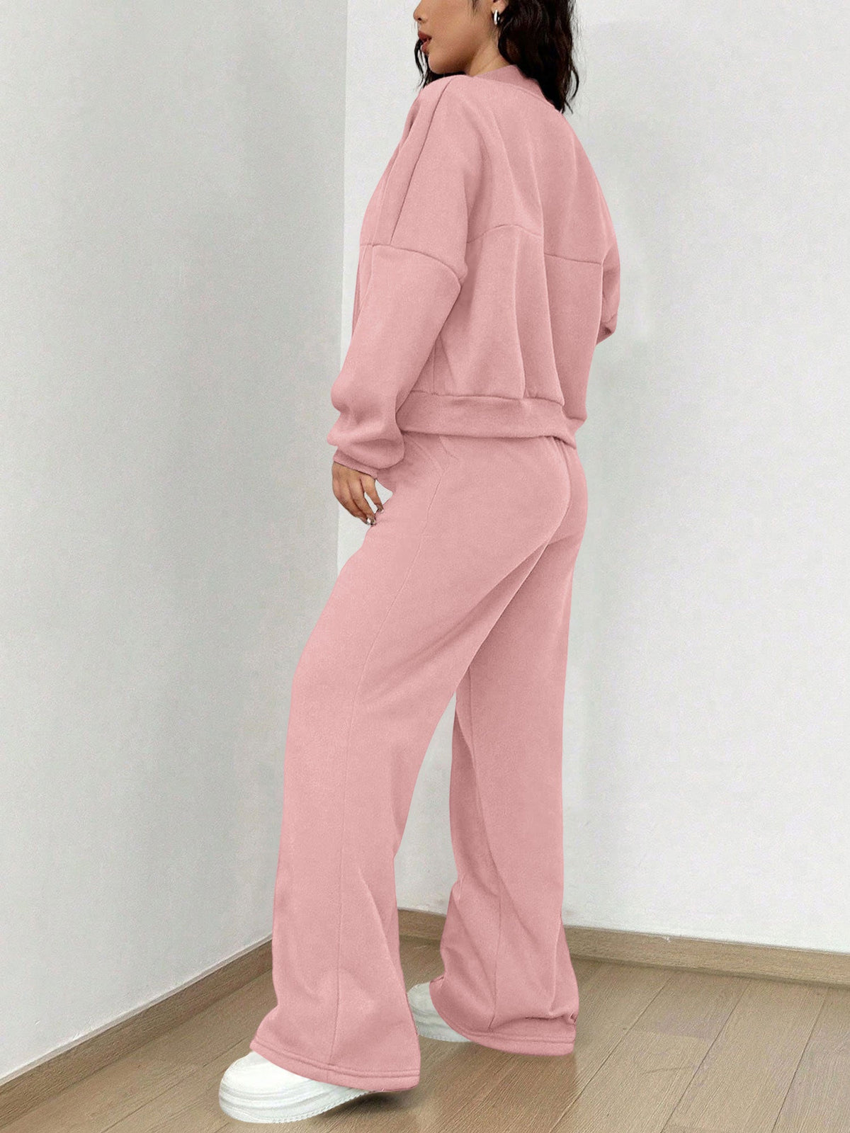 2 Pieces Long Sleeves Jacket & Elastic Waist Sweatpants Set