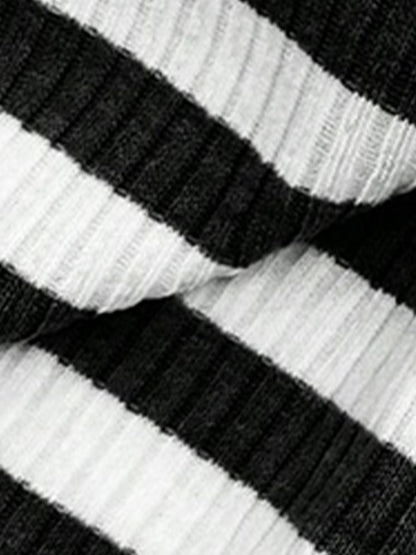 2 Pieces Square Neck Striped Cropped Top & Sweatpants Set