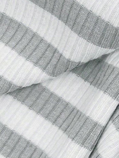2 Pieces Square Neck Striped Cropped Top & Sweatpants Set