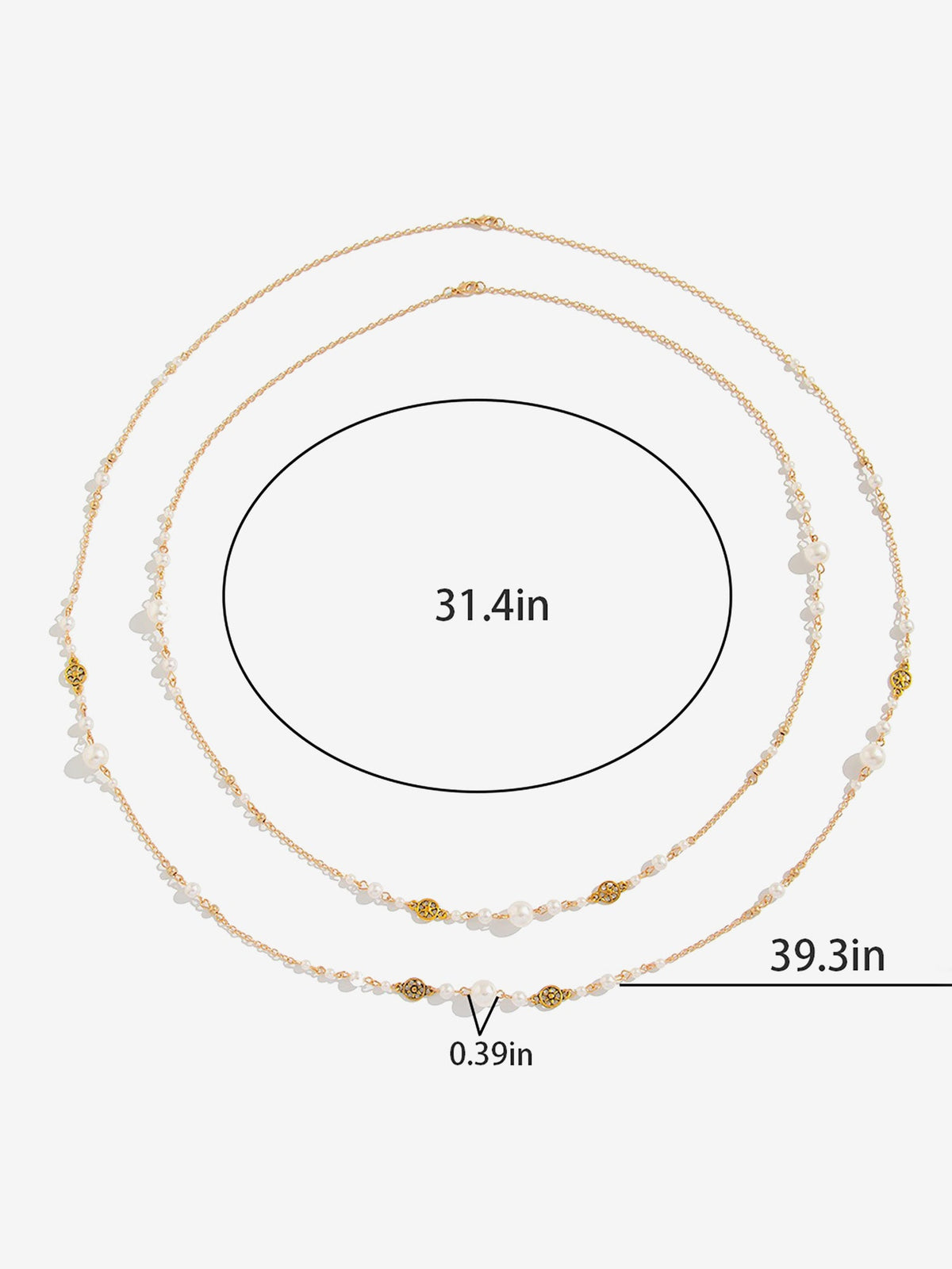 2 Pieces Faux Pearl Layered Long Necklaces Set