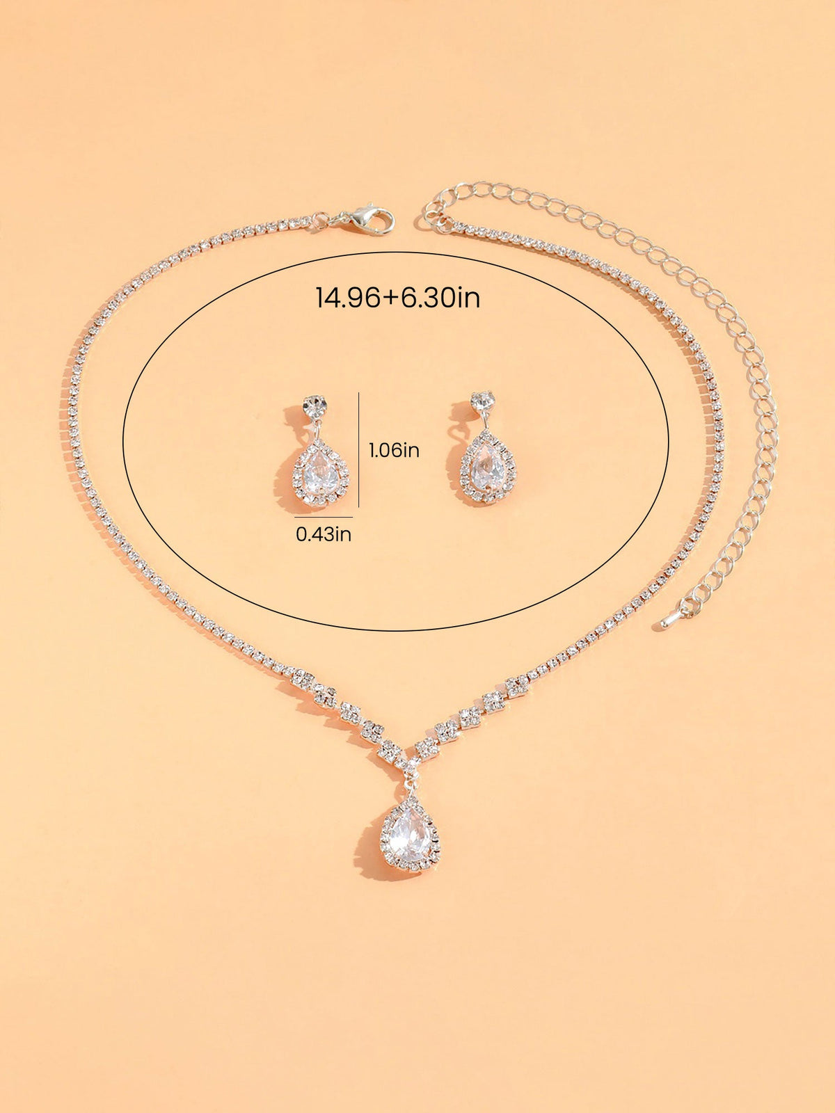 Rhinestone Zirconia Wedding Accessories Necklace and Bracelet Set