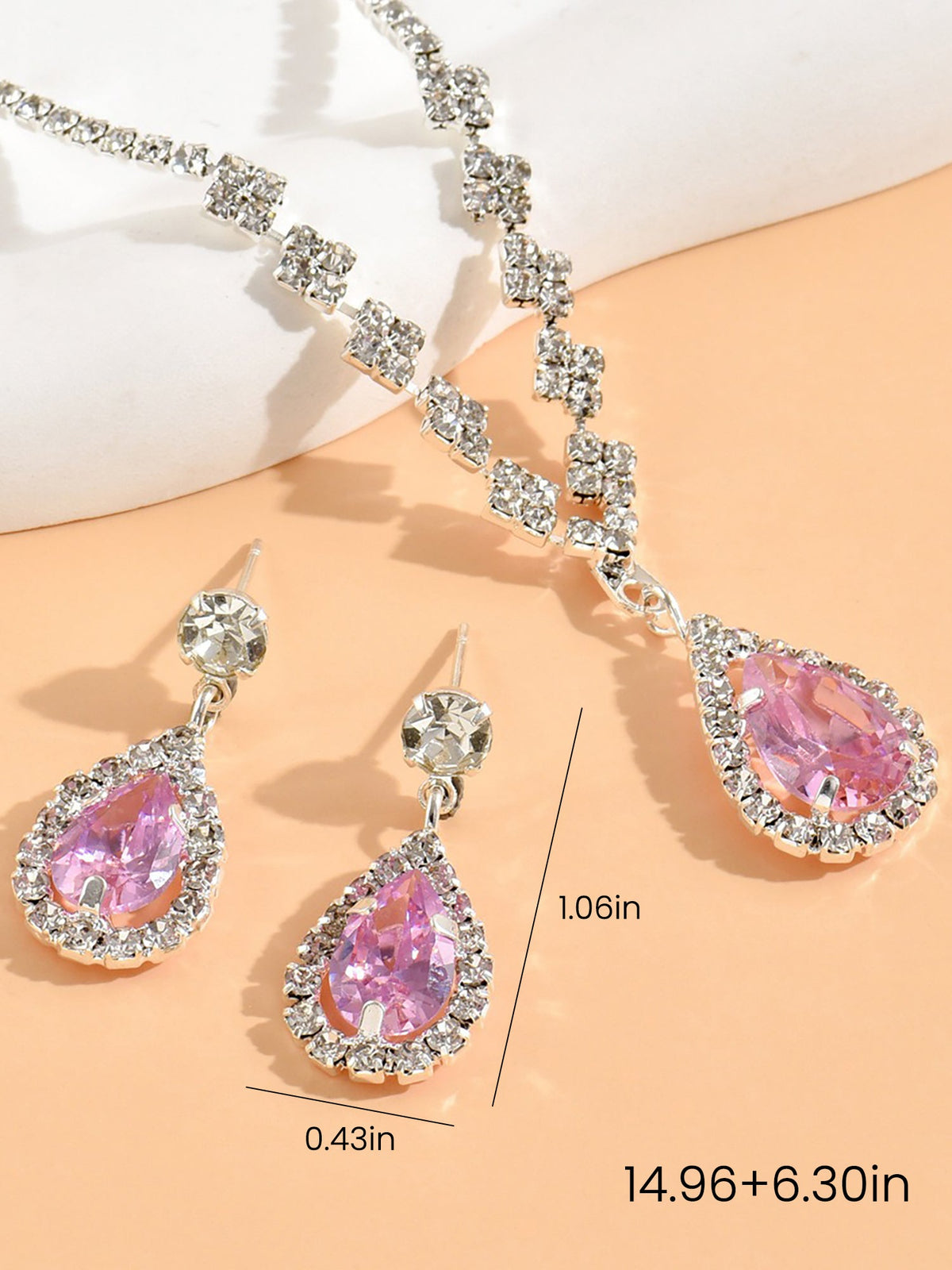Rhinestone Zirconia Wedding Accessories Necklace and Bracelet Set