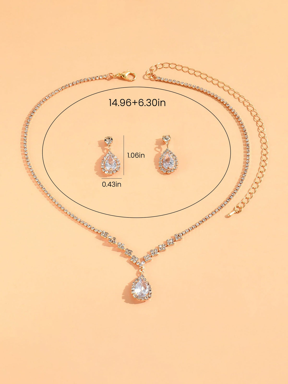 Rhinestone Zirconia Wedding Accessories Necklace and Bracelet Set