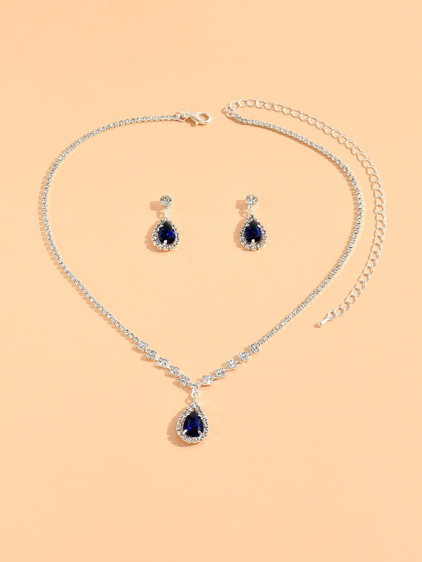 Rhinestone Zirconia Wedding Accessories Necklace and Bracelet Set