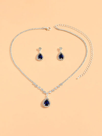 Rhinestone Zirconia Wedding Accessories Necklace and Bracelet Set