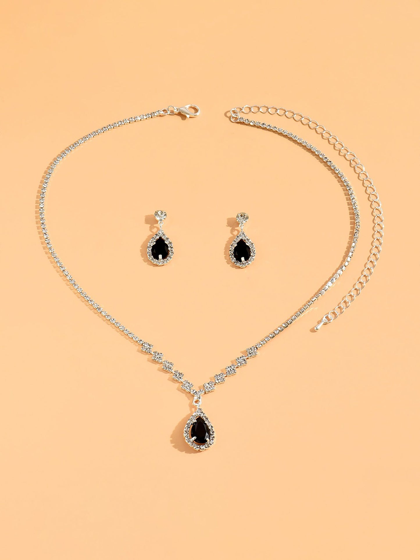 Rhinestone Zirconia Wedding Accessories Necklace and Bracelet Set