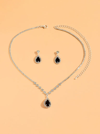 Rhinestone Zirconia Wedding Accessories Necklace and Bracelet Set