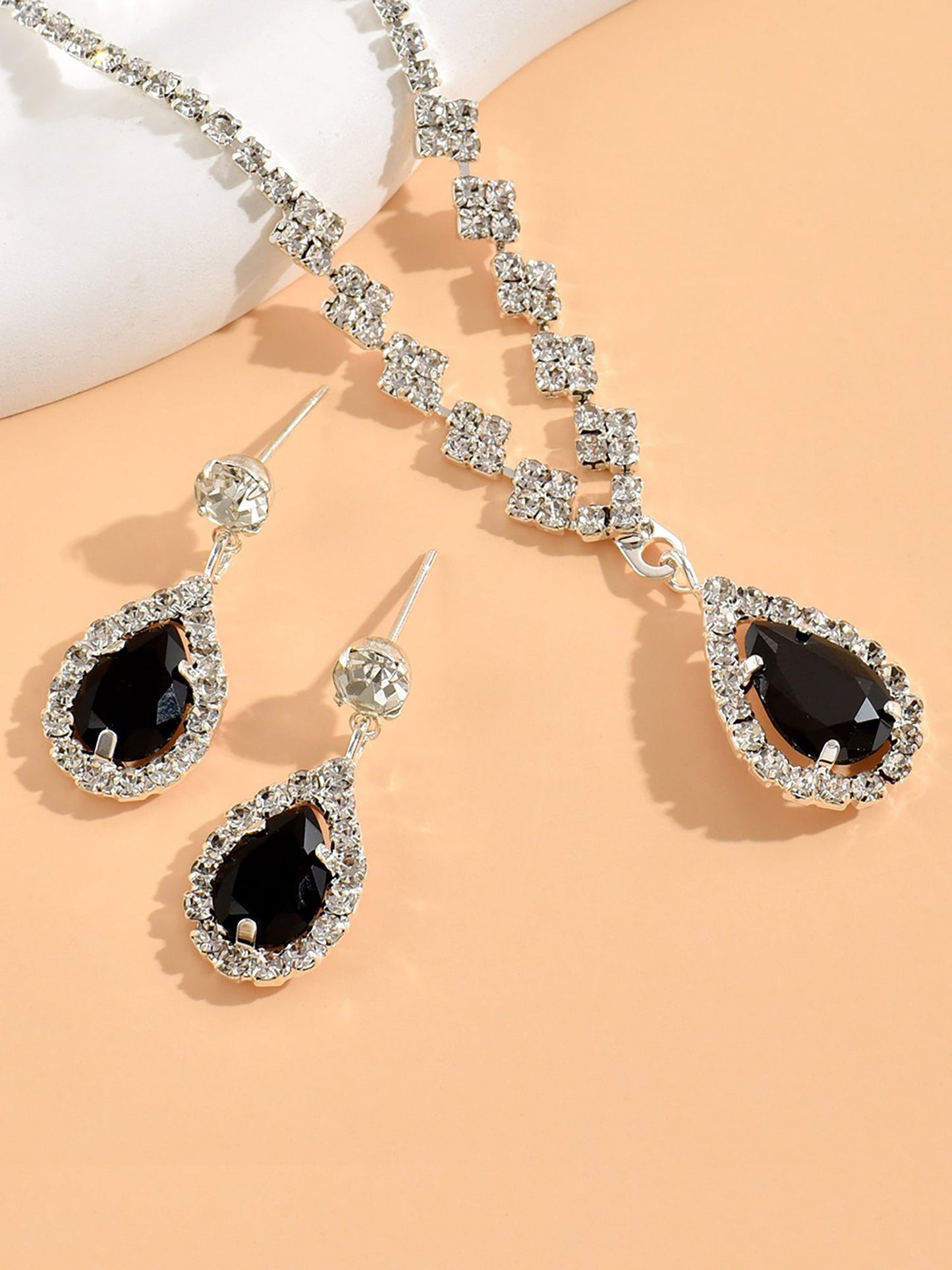 Rhinestone Zirconia Wedding Accessories Necklace and Bracelet Set