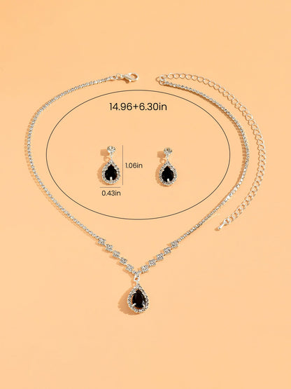 Rhinestone Zirconia Wedding Accessories Necklace and Bracelet Set