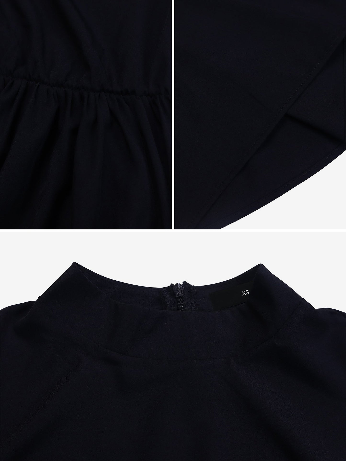 Mock Neck Puff Long Sleeves Belted A-Line Midi Dress