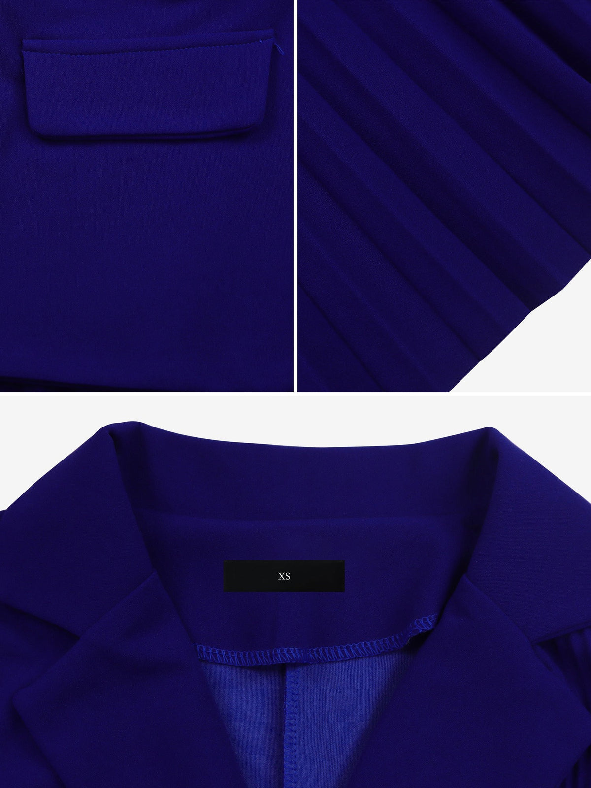Notched Lapel 3/4 Sleeves Belted Pleated Midi Work Dress