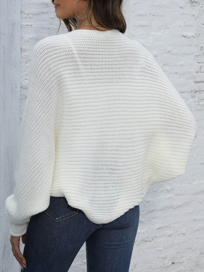 Batwing Sleeves Open Front Shawl-Style Cropped Cardigan