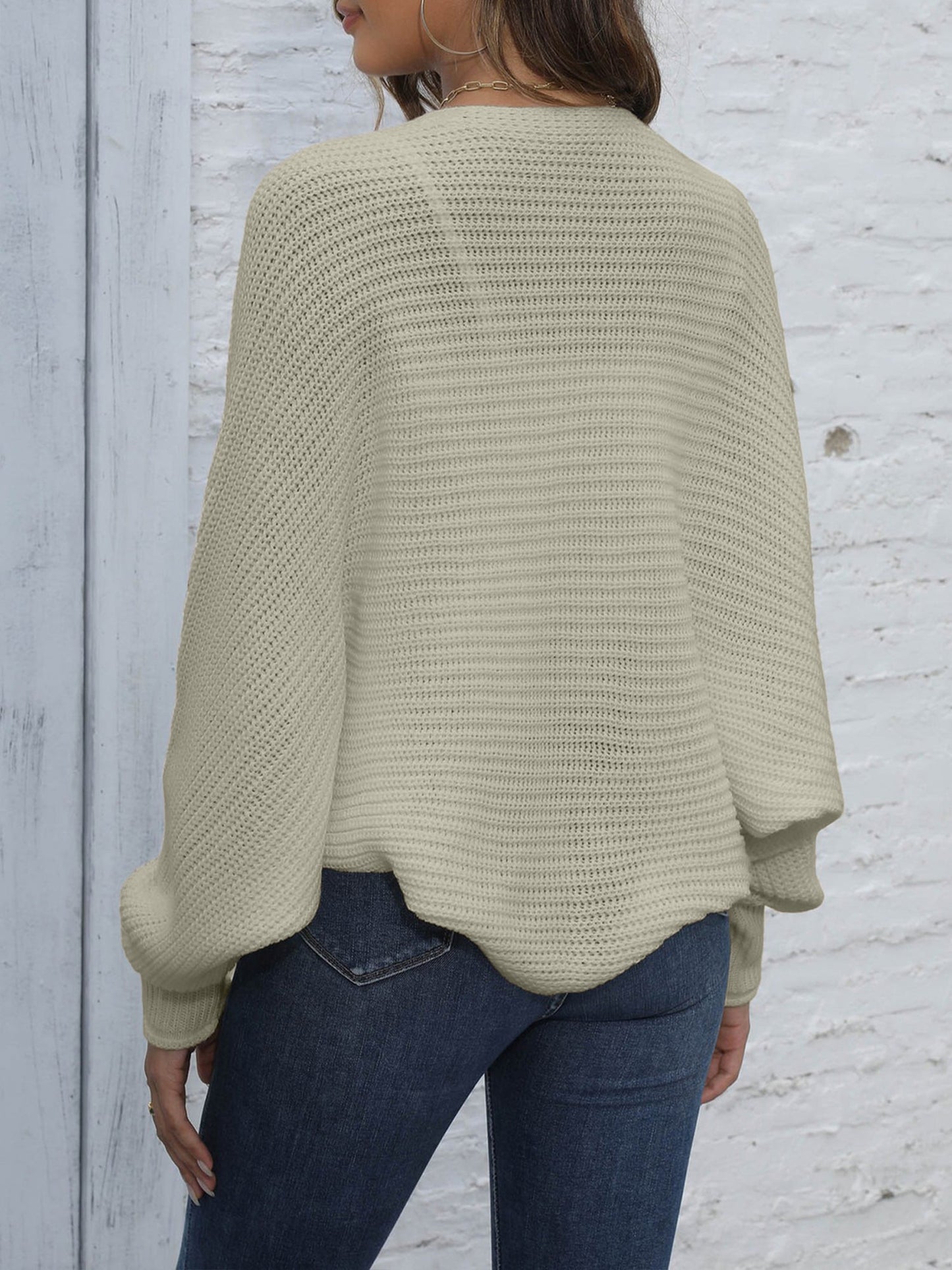 Batwing Sleeves Open Front Shawl-Style Cropped Cardigan