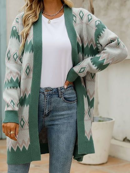 Boho Graphic Knitted Long Sleeves Cardigans