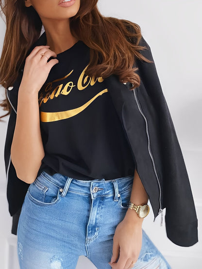 Notched Lapel Zip-Up Long Sleeves Faux Suede Jacket