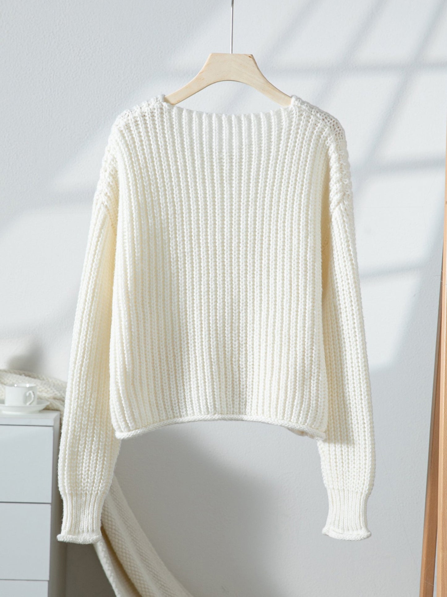Solid Color Button Front Pockets Casual Knit Cardigan