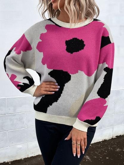 Crew Neck Long Sleeve Knit Pullover Sweater