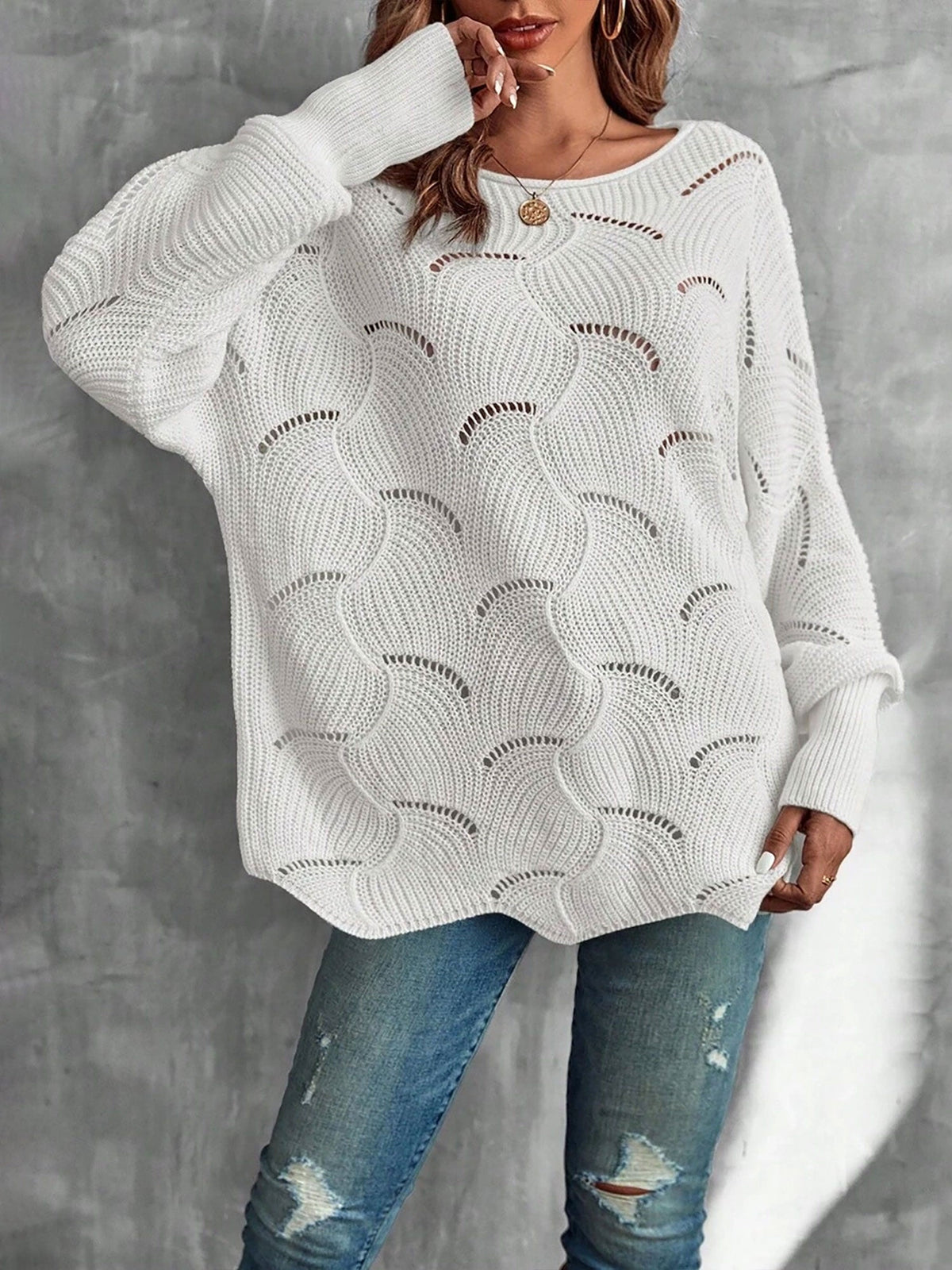 Lightweight Knitted Long Sleeves Oversized Sweater
