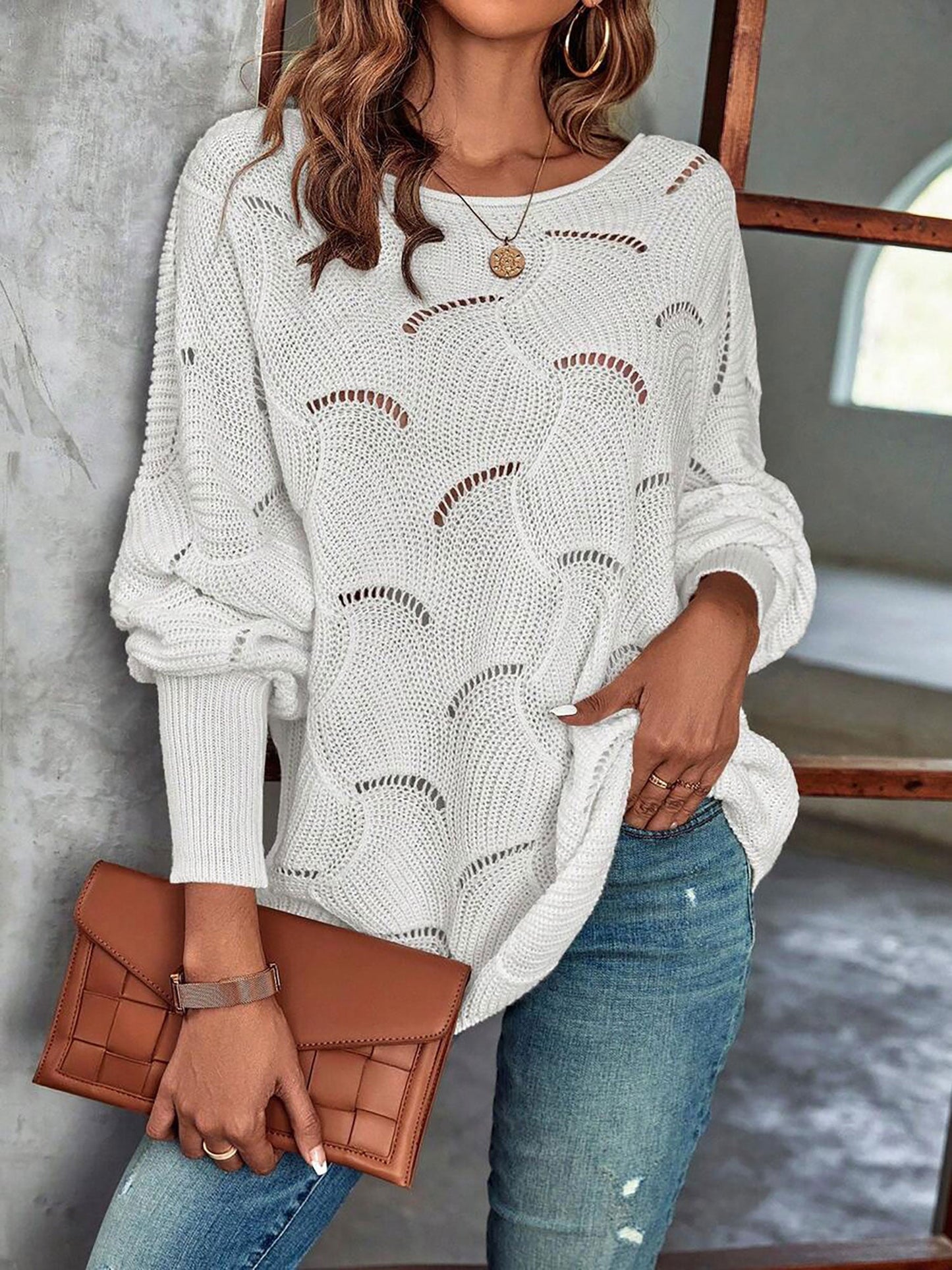 Lightweight Knitted Long Sleeves Oversized Sweater