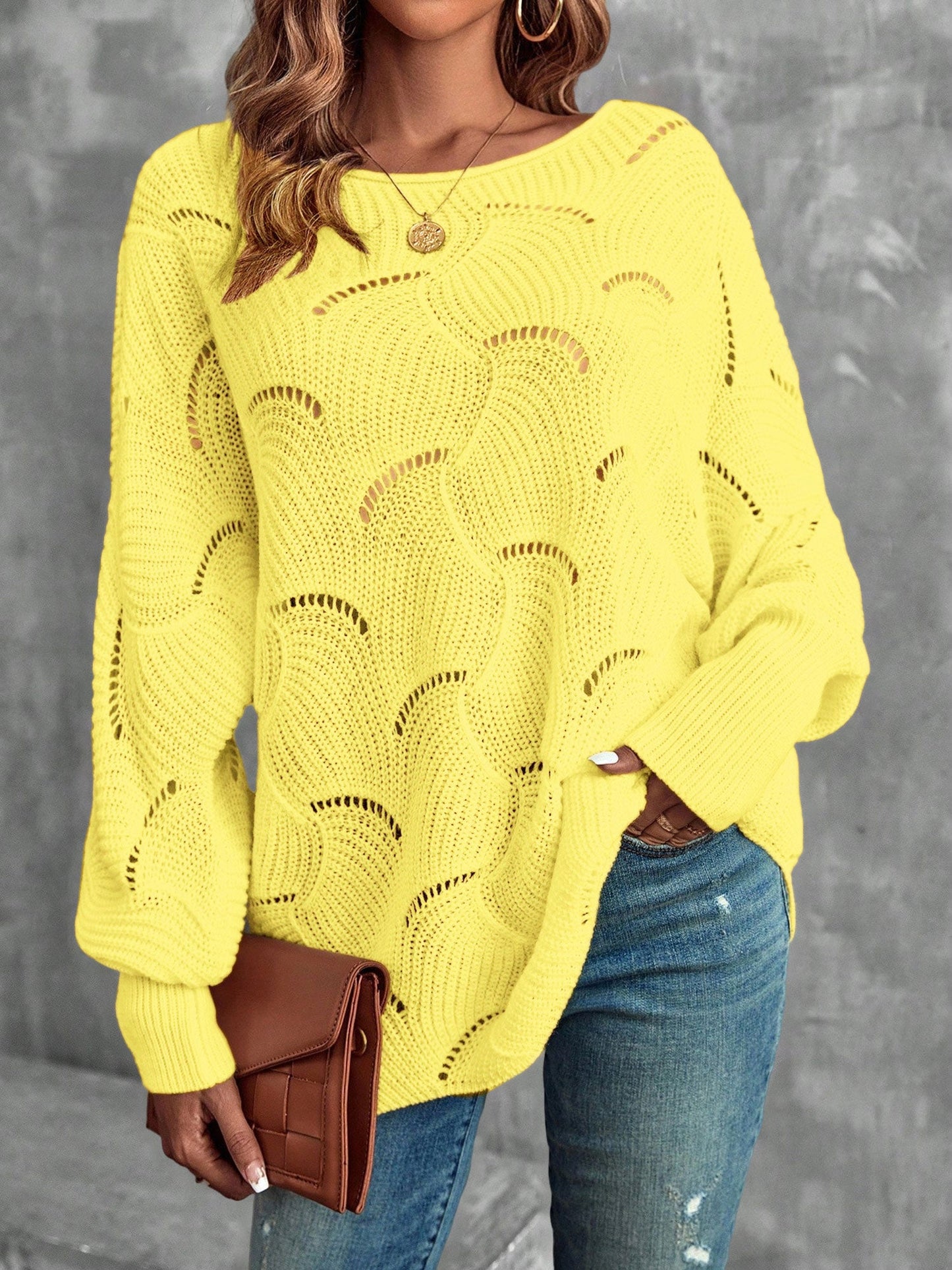 Lightweight Knitted Long Sleeves Oversized Sweater