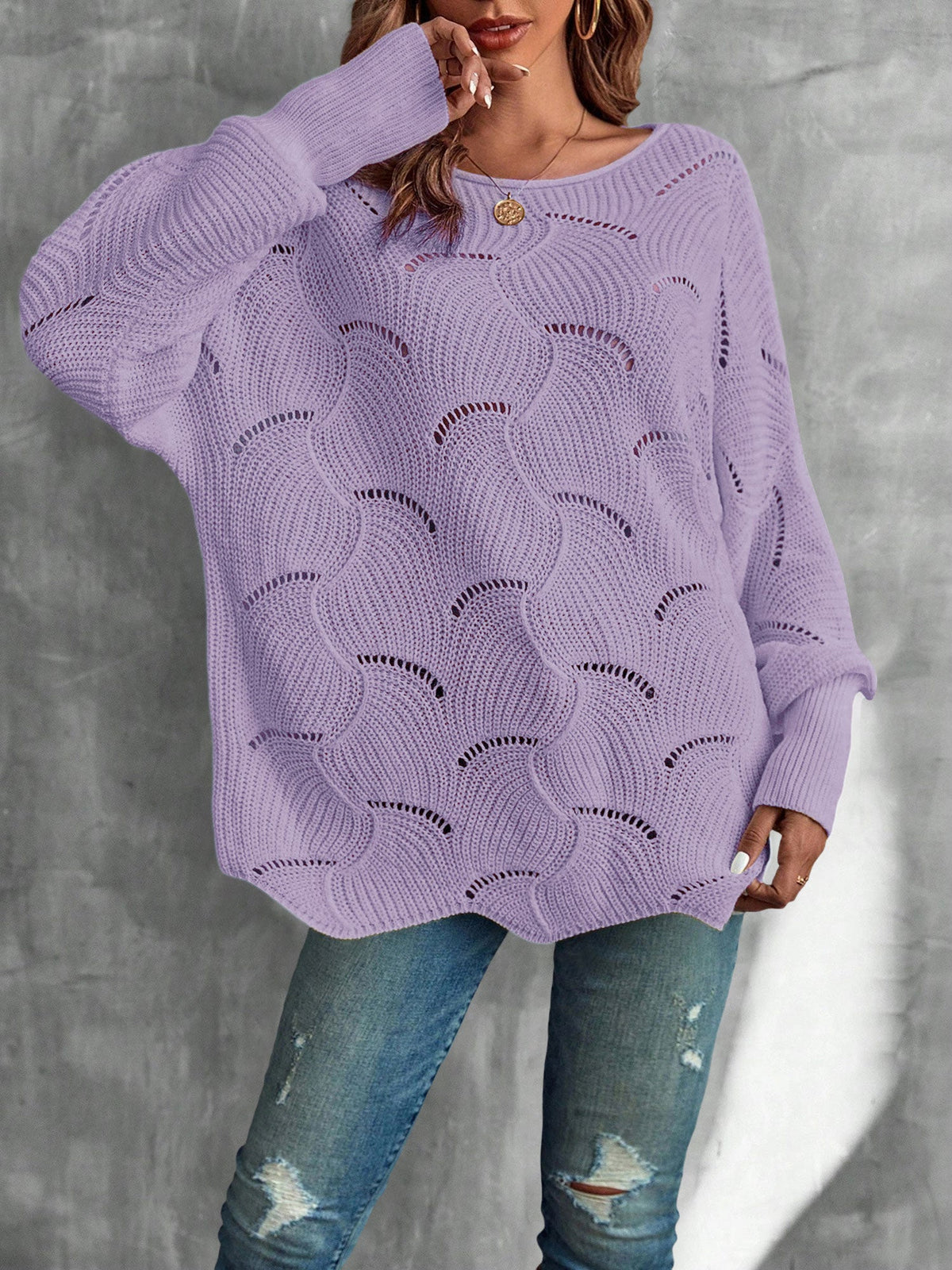 Lightweight Knitted Long Sleeves Oversized Sweater
