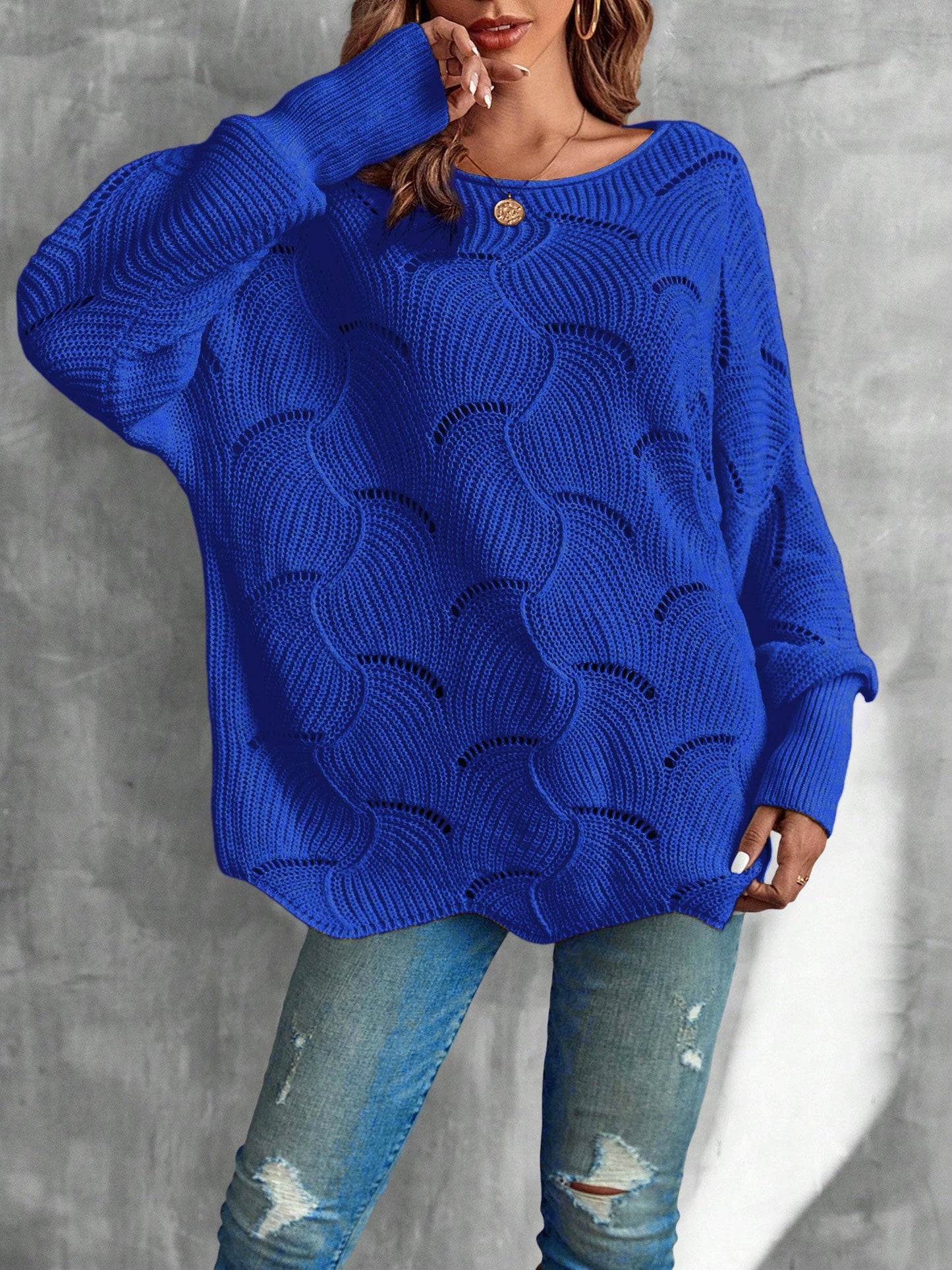 Lightweight Knitted Long Sleeves Oversized Sweater