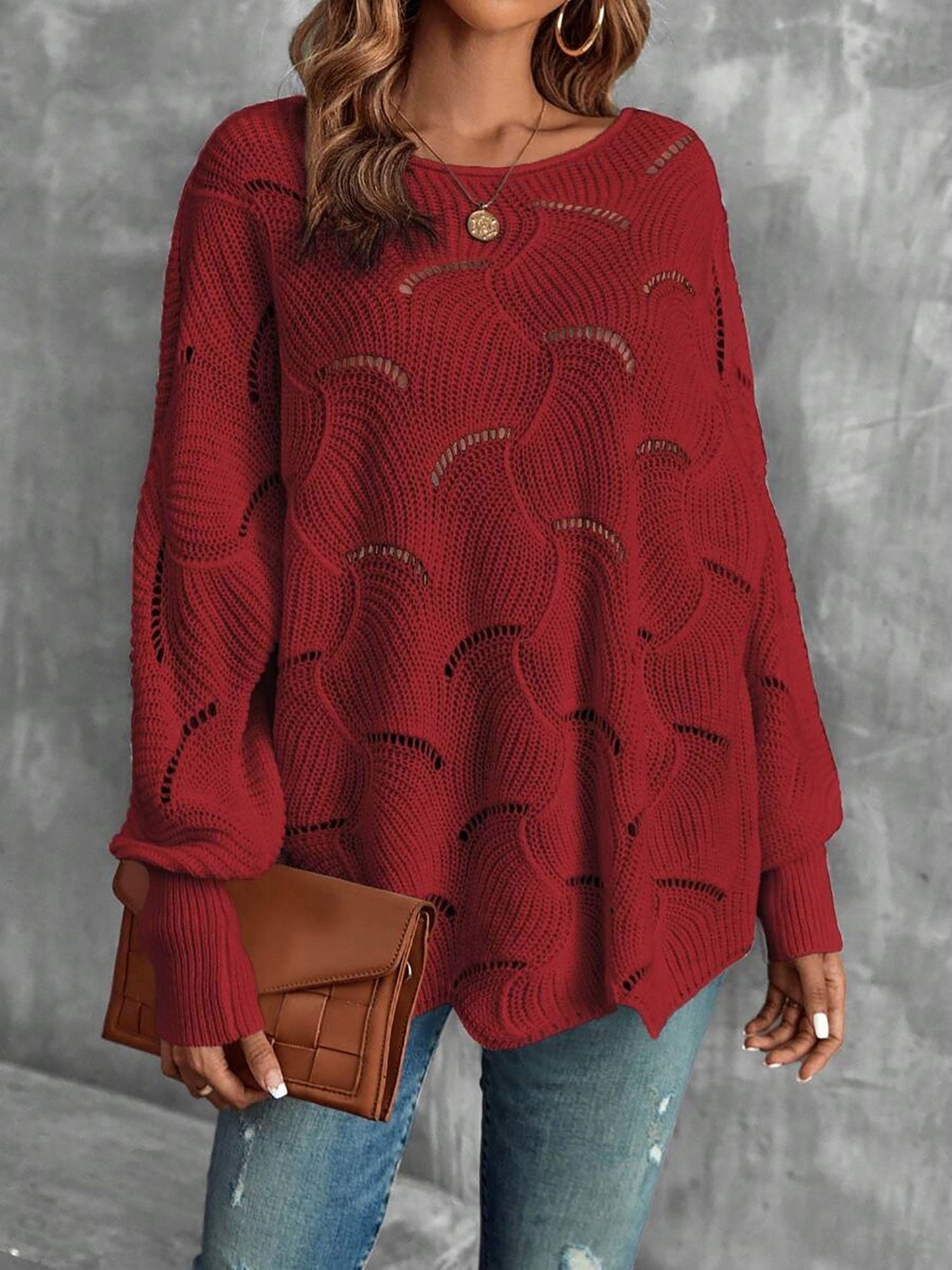 Lightweight Knitted Long Sleeves Oversized Sweater
