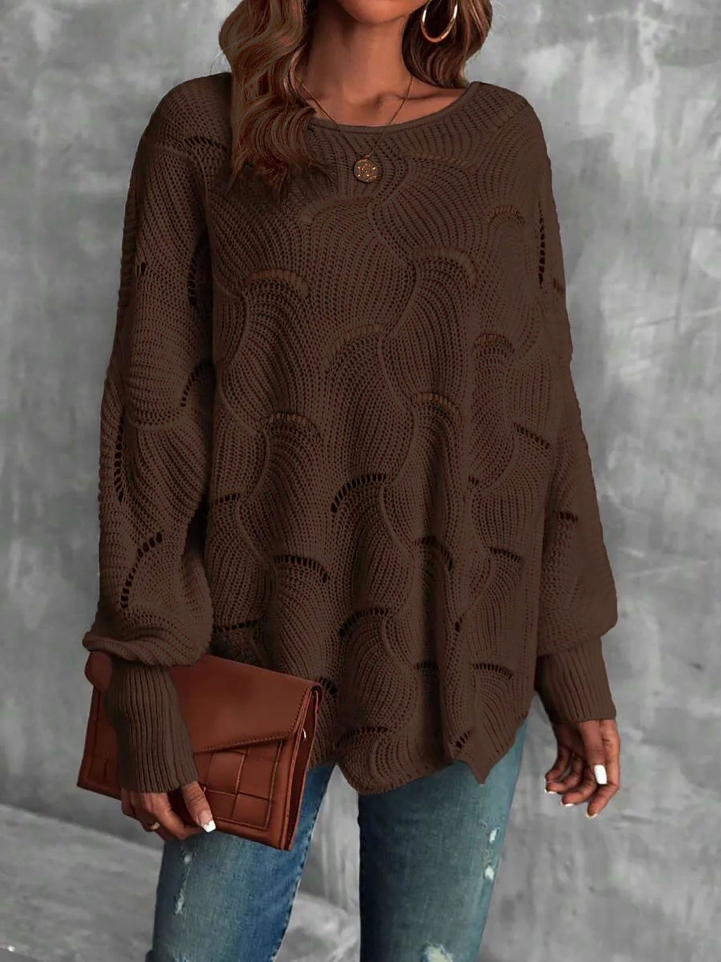 Lightweight Knitted Long Sleeves Oversized Sweater