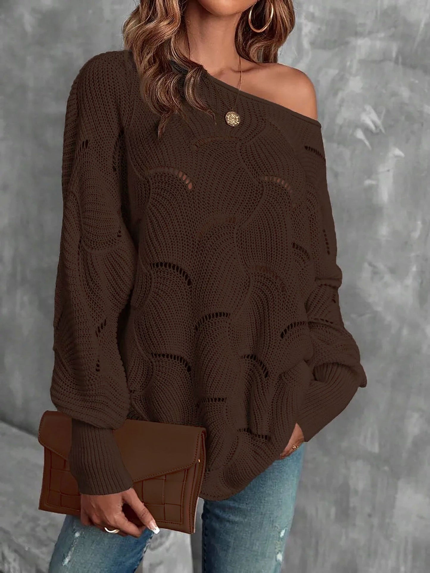 Lightweight Knitted Long Sleeves Oversized Sweater