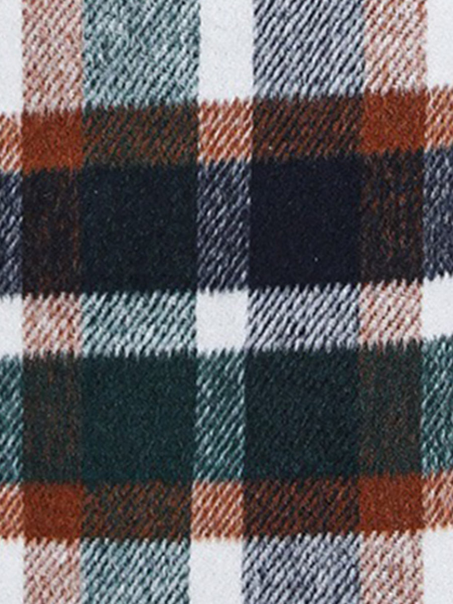 Lapel Long Sleeves Plaid Cropped Jacket