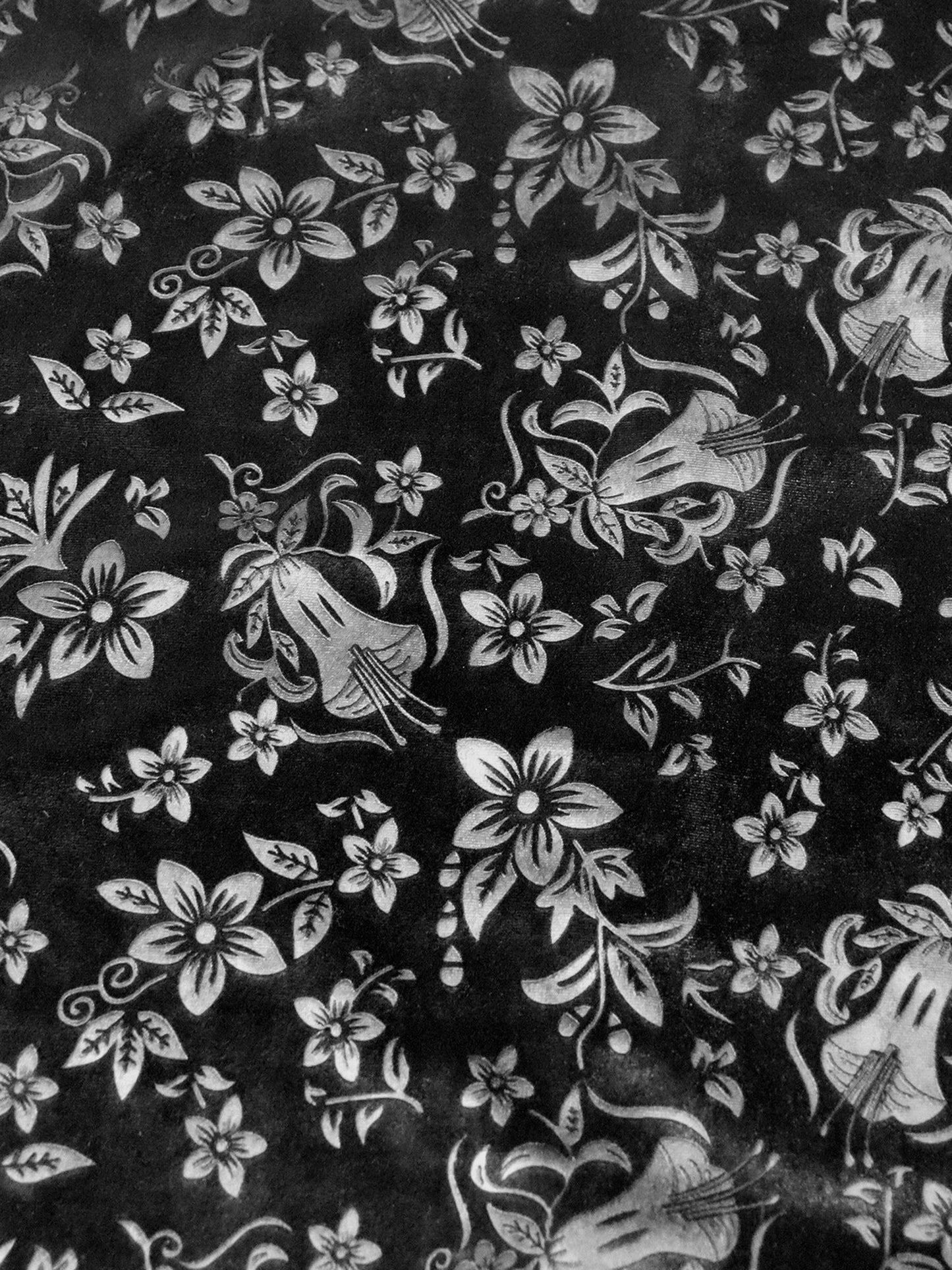 Velvet Floral Textured Elastic Waist Maxi A-Line Skirt