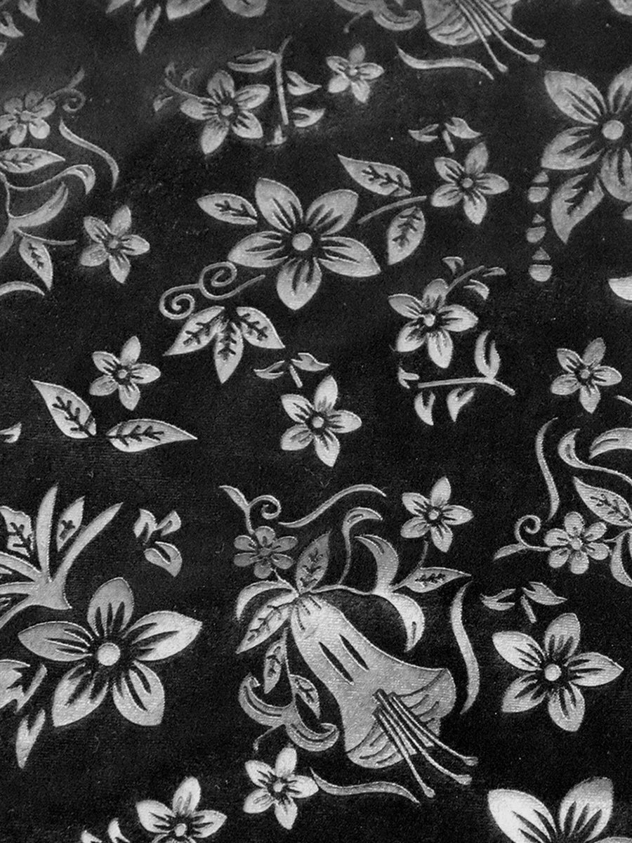 Velvet Floral Textured Elastic Waist Maxi A-Line Skirt