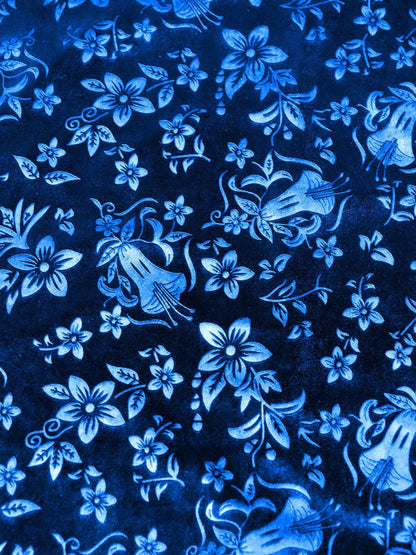 Velvet Floral Textured Elastic Waist Maxi A-Line Skirt
