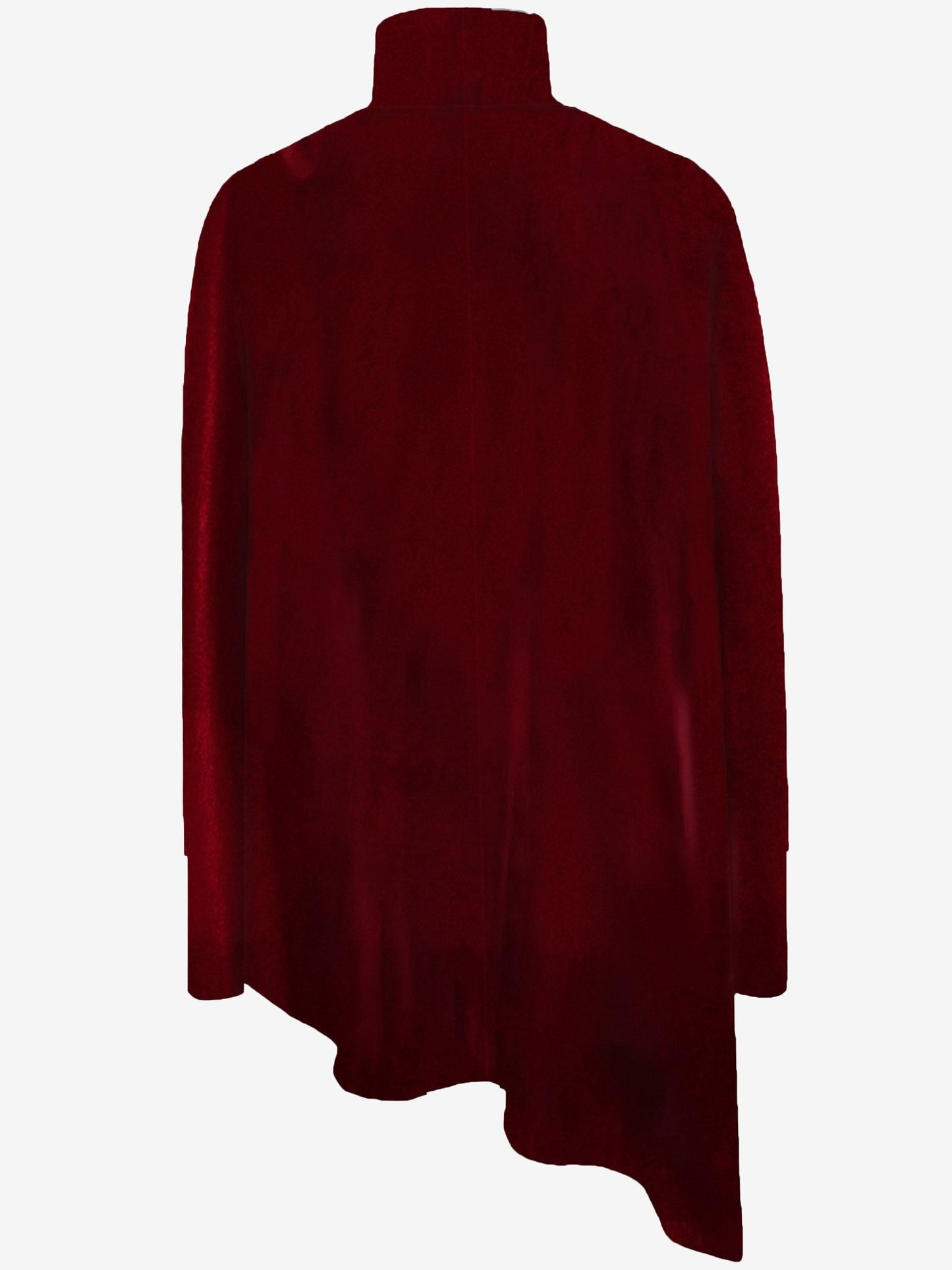 Turtleneck Velvet Long Sleeves Irregular Hem Blouse