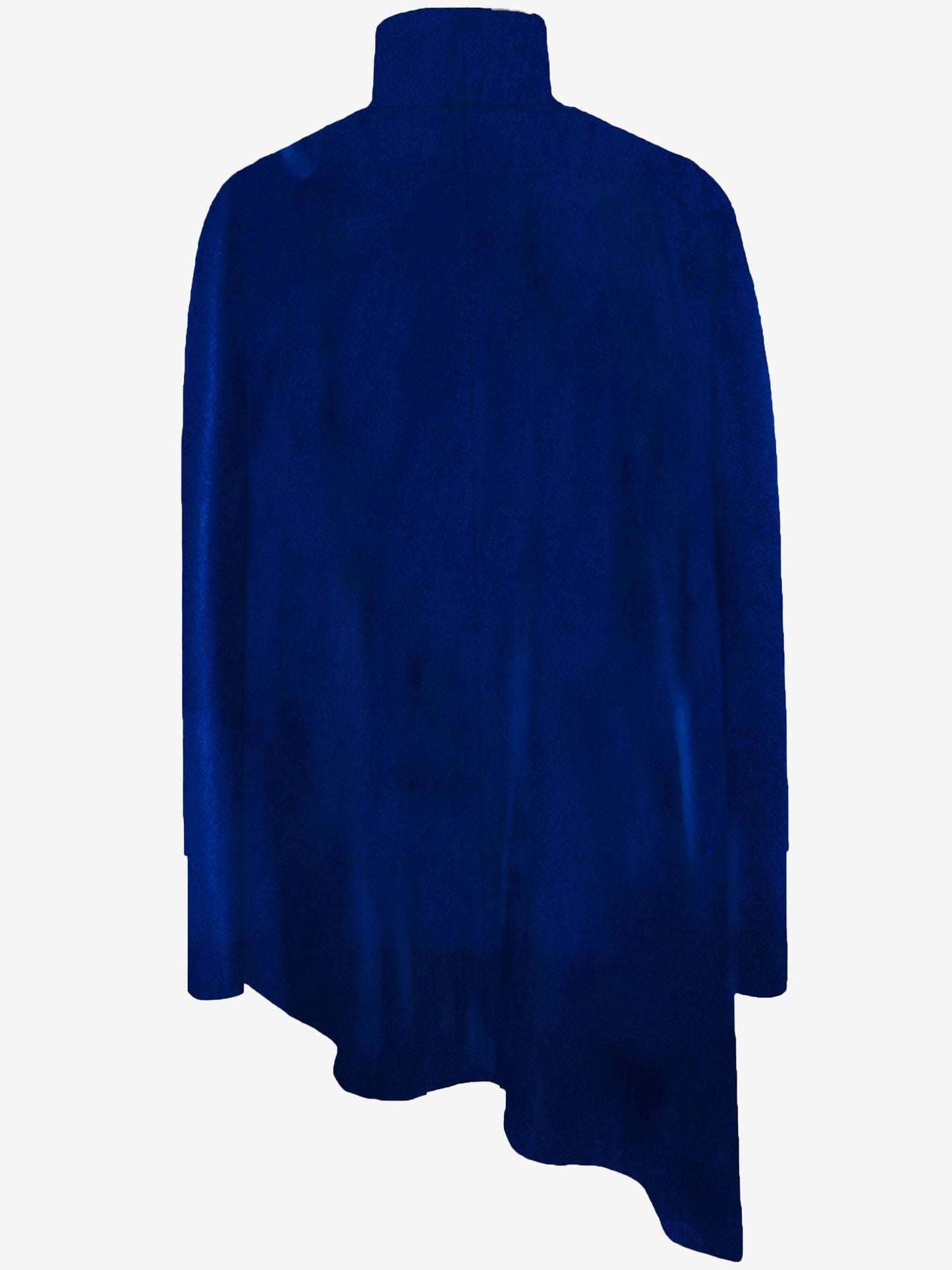 Turtleneck Velvet Long Sleeves Irregular Hem Blouse
