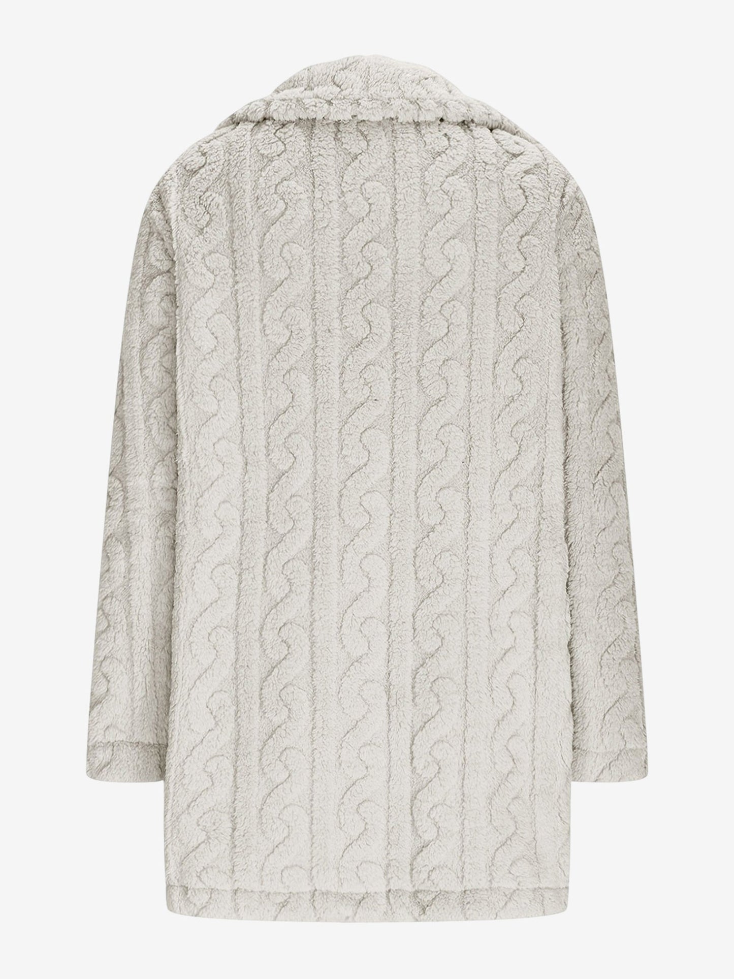 Notched Lapel Double-Breasted Mid-Length Faux Fur Jacket