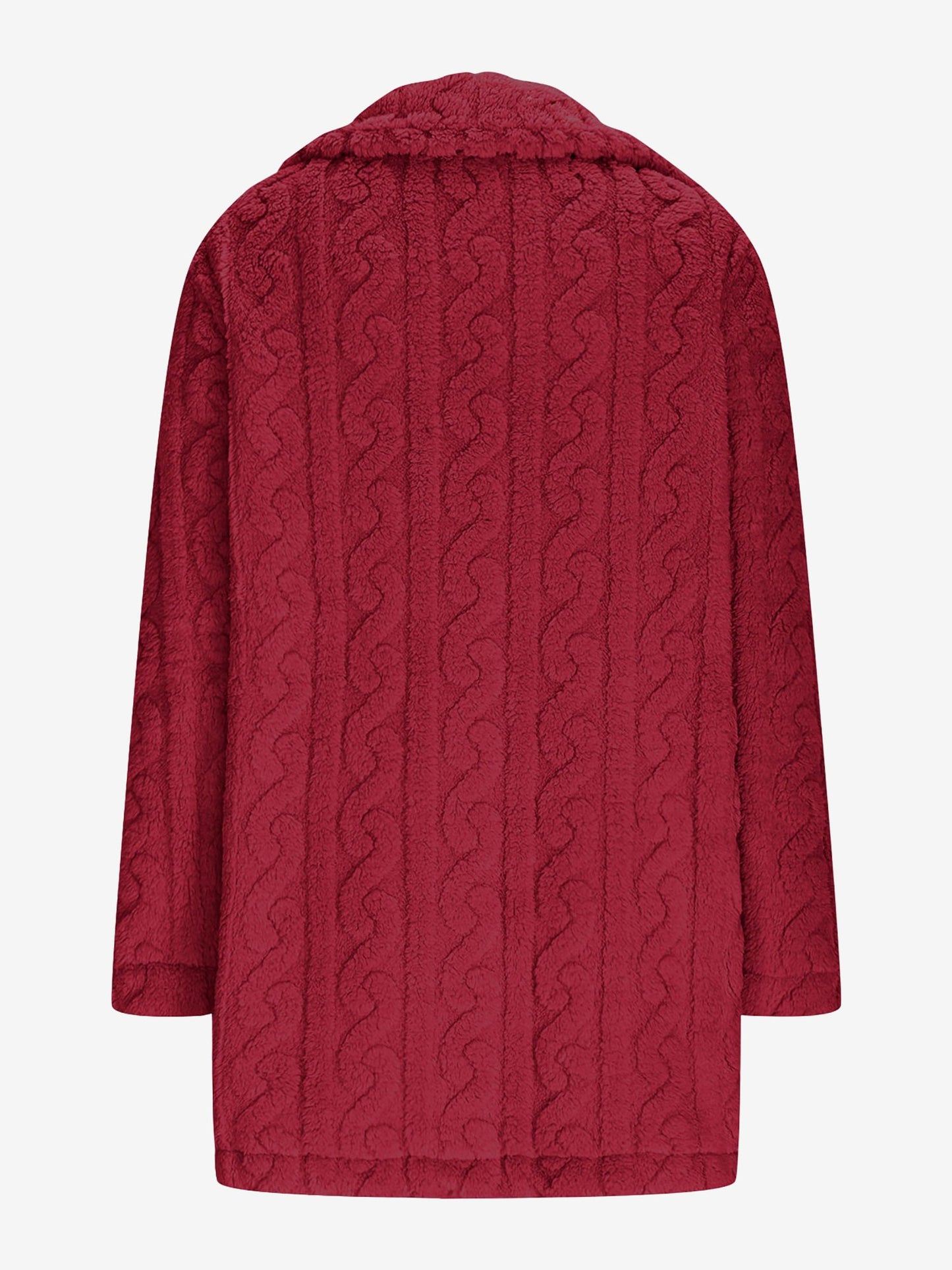 Notched Lapel Double-Breasted Mid-Length Faux Fur Jacket