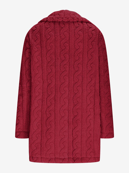 Notched Lapel Double-Breasted Mid-Length Faux Fur Jacket