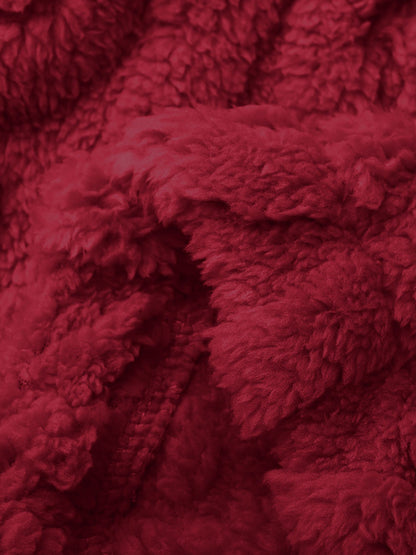 Notched Lapel Double-Breasted Mid-Length Faux Fur Jacket