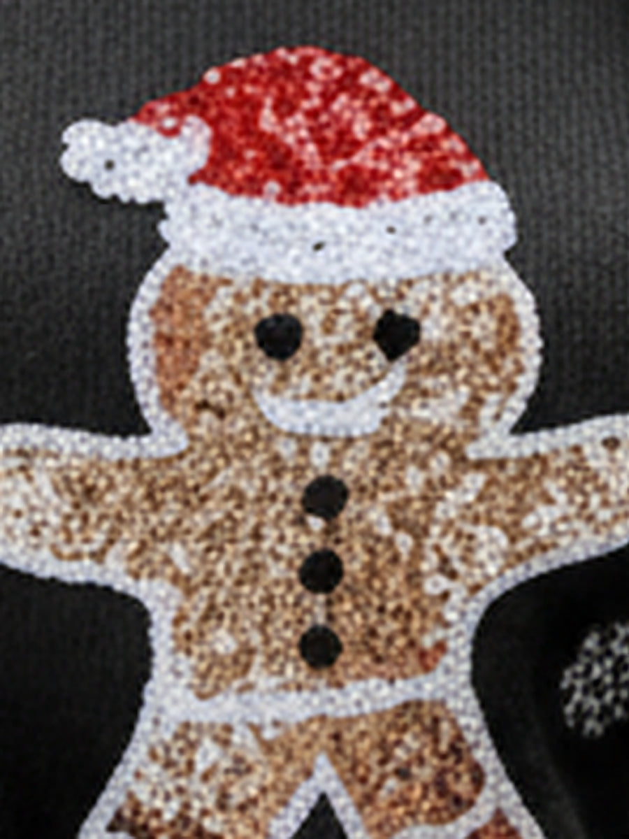 Christmas Sequined Deer Crew Neck Knit Sweater